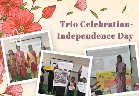  The ground assembly based on the theme “Trio Celebration-Independence Day, Janmashtami, and National Librarians' Day" was conducted in the seminar hall by the “Air house”.