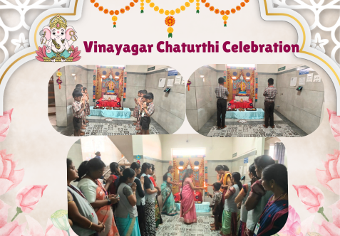 Senthil Matric Hr. Sec. School, Krishnagiri celebrated Vinayakar Chaurthi with devotion, joy and spiritual fervour. The celebration began with a special prayer offered by the teachers and children, seeking the blessings of Lord Vinayagar, the remover of obstacles and the symbol of wisdom and prosperity.